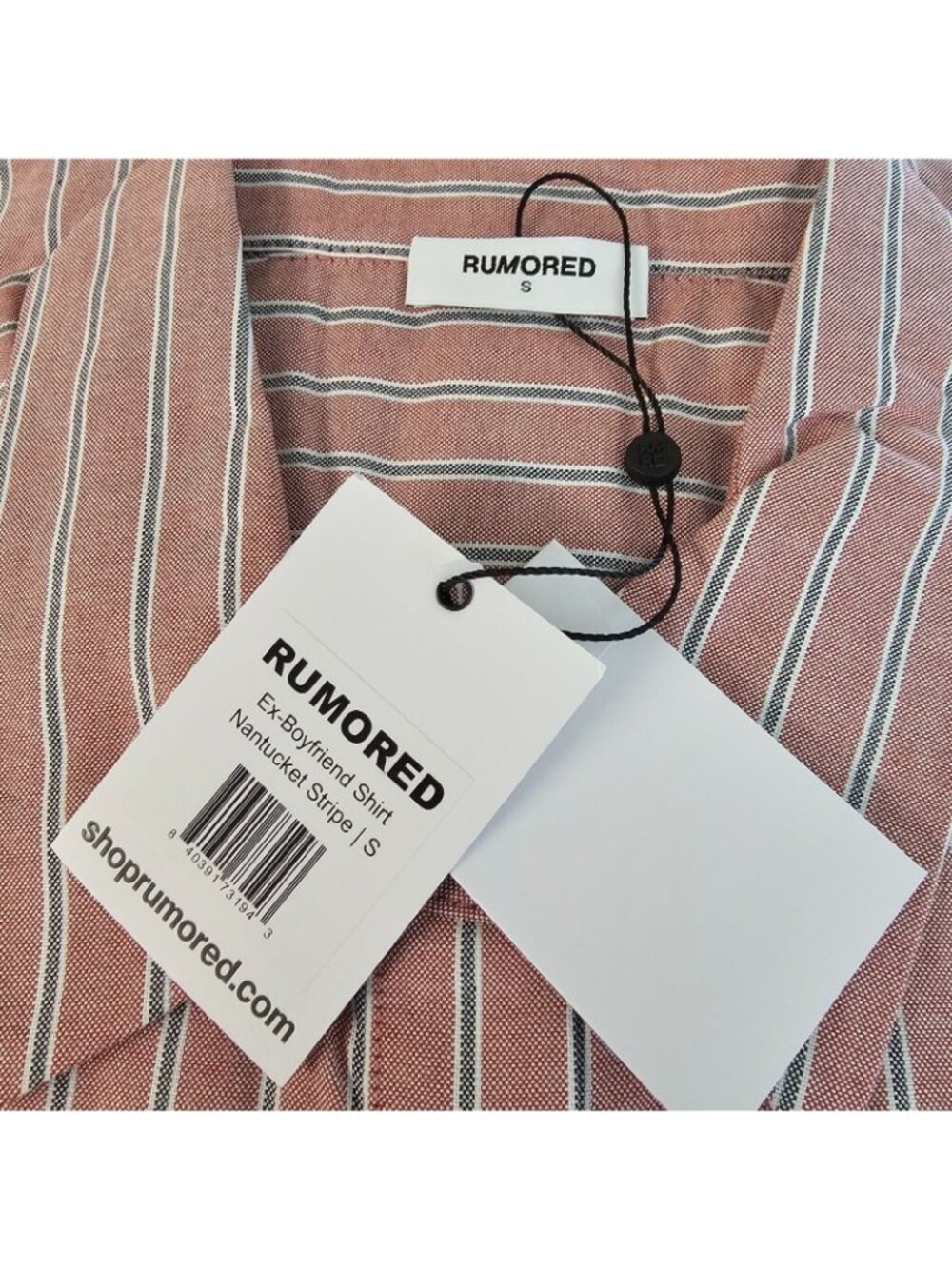 Rumored Womens S Ex-Boyfriend Stripe Button Down Shirt Cotton Oversized NWT - Picture 7 of 10